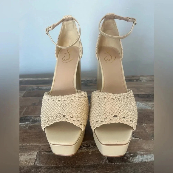 Sam Edelman Nattie Summer Sand Block Platform Heel Peep Toe Woman Size 9.5 - Picture 3 of 5